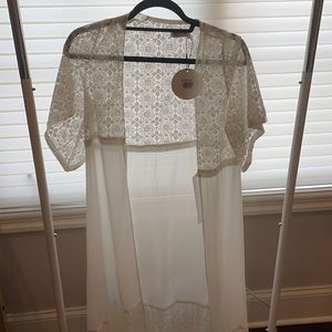 White bohemian style bikini cover up